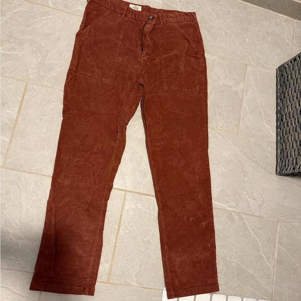 Marine Layer Men's Reddish Brown Corduroy Pants